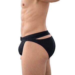 Andrew Christian Small (28-31) Black Wrap Buckle Bikini Swim Briefs 70117 NWT